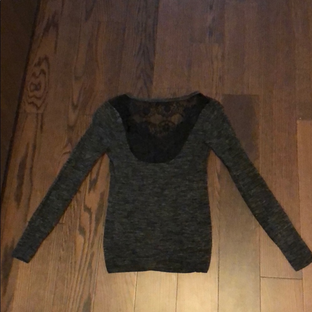A/X Heather Grey lace back knit top
